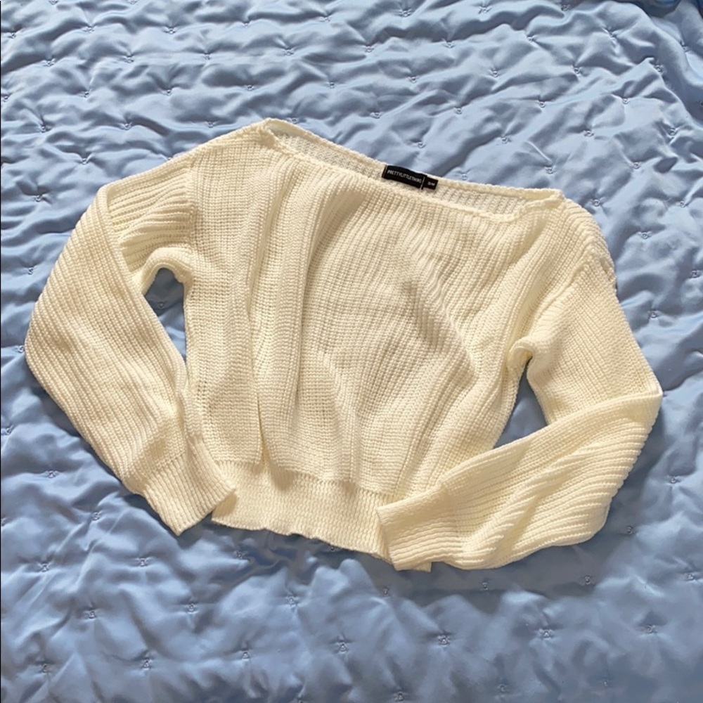 Pretty Little Thing Off the Shoulder Ivory Sweater